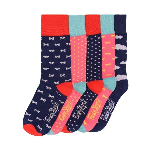 Sada 5 párů barevných ponožek Funky Steps Bowties, velikost 35 – 39