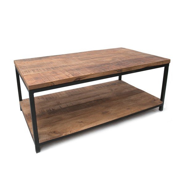 Черна масичка за кафе с плот от мангово дърво Vintage XXL - LABEL51-image-2