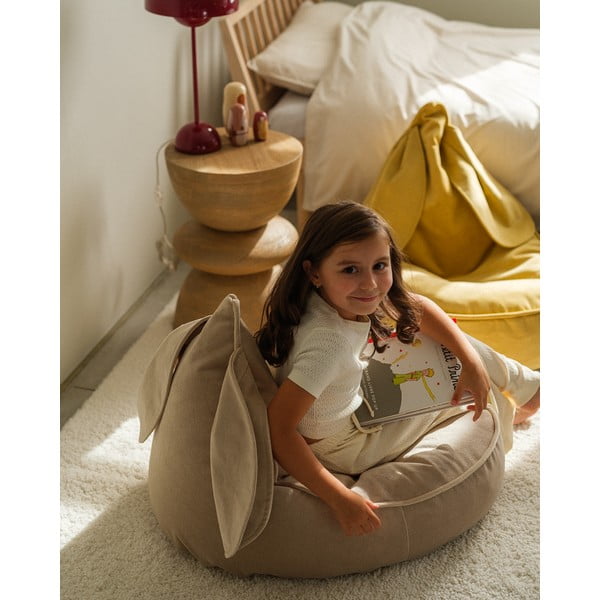 Бежов кадифен детски пуф Bunny – Wigiwama-image-3