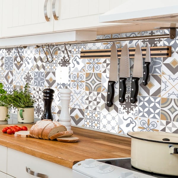 Комплект от 60 стикера за стена Cement Tiles Liliania, 10 x 10 cm Liliana - Ambiance-image-1