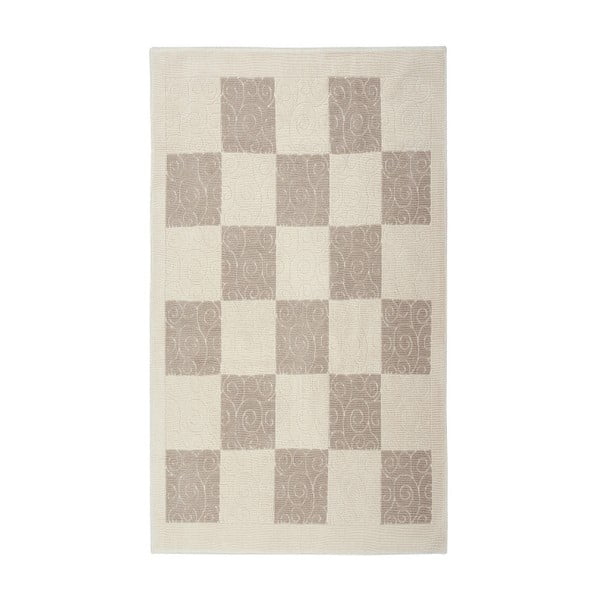 Krémový bavlněný koberec Floorist Check, 100 x 200 cm