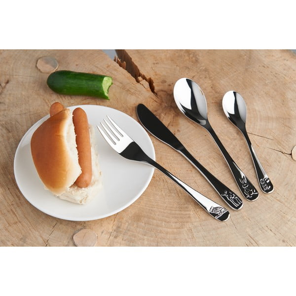 Детски прибори за хранене от неръждаема стомана в сребристо 4 бр. Forest Animals – Zilverstad-image-1