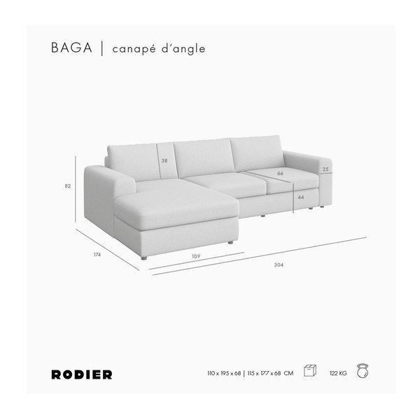 Бежов кадифен ъглов диван (ляв ъгъл) Baga – Rodier-image-4