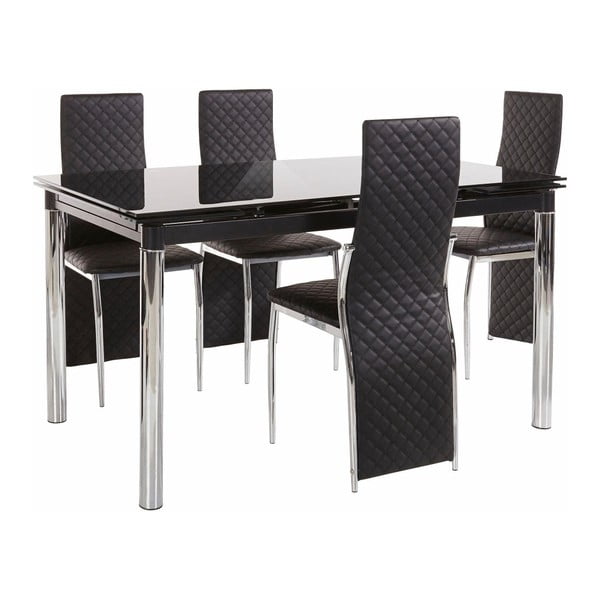 Set jídelního stolu a 4 černých jídelních židlí Støraa Pippa William Black