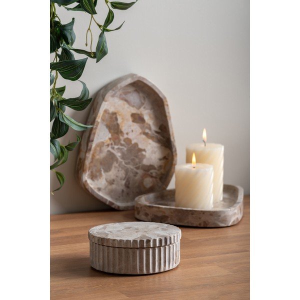 Светлокафява декоративна каменна кутия за съхранение ø 15x6 cm Marble – PT LIVING-image-1