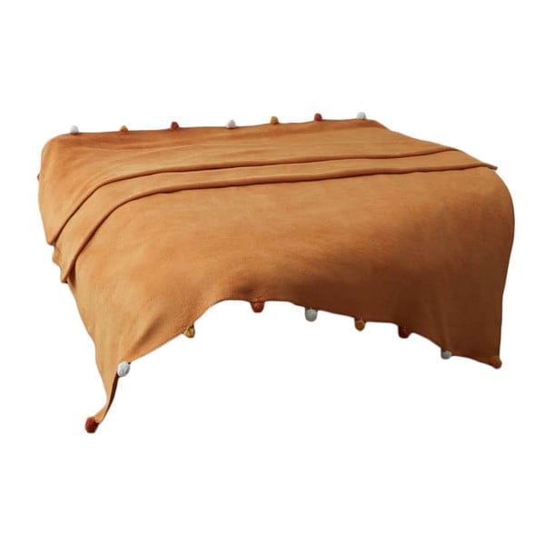 Покривало за легло от флийс в цвят горчица 200x220 cm Pom Pom – Mijolnir