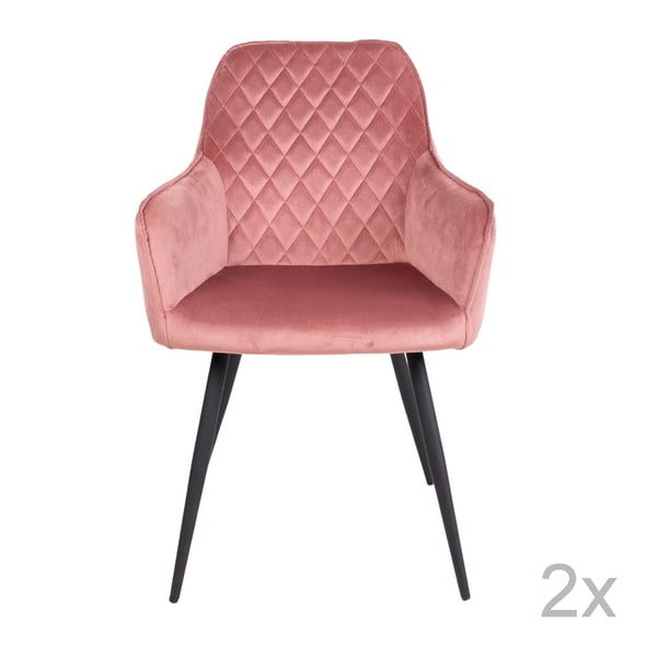 Комплект от 2 трапезни стола от розово кадифе Harbo - House Nordic