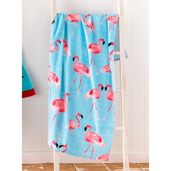 Синьо-розова плажна кърпа 160x76 cm Flamingo - Catherine Lansfield