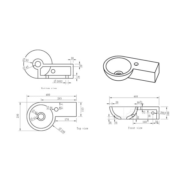 Черен каменен малък умивалник 40x23 cm Blok – Sapho-image-4