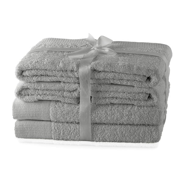 Сиви памучни хавлии и кърпи за баня в комплект от 6 бр. от тери Amari – AmeliaHome