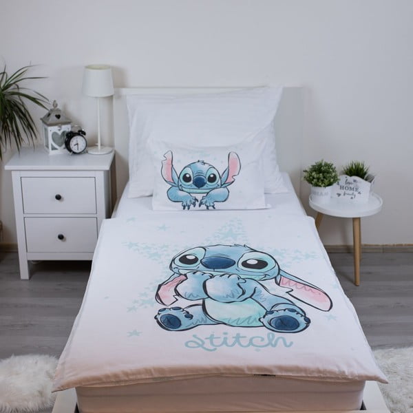Бяло памучно детско спално бельо 100x135 cm Lilo and Stitch "White Star" – Jerry Fabrics-image-1