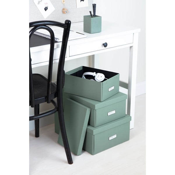 Картонена кутия за съхранение тюркоазена с капак 34,5x45x18,5 cm Katrin Canvas Paper Laminate – Bigso-image-3