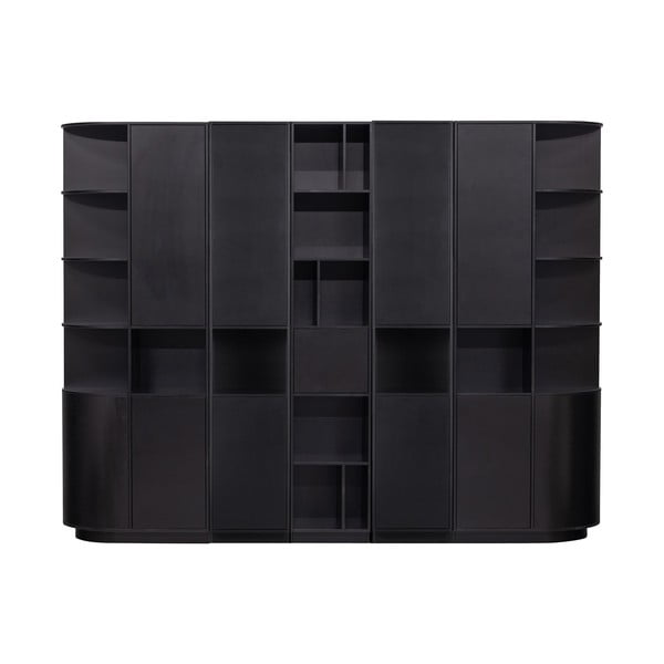 Черна модулна библиотека от масивен бор 276x210 cm Finca – WOOOD