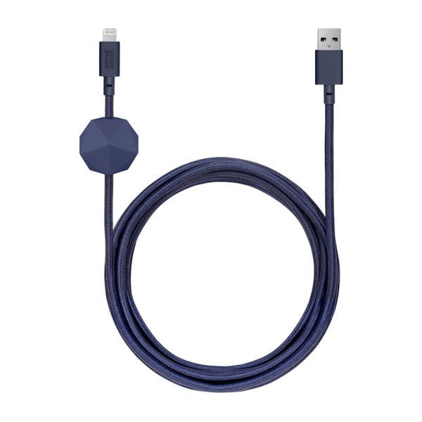 Тъмносин Lightning кабел за синхронизиране и зареждане за iPhone Anchor - Native Union
