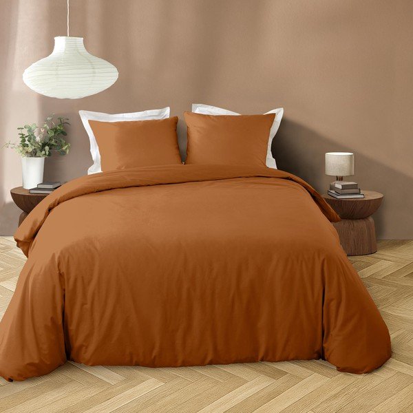Теракотено двойно /удължено 3 части спално бельо от микрофибър 240x220 cm Liam – douceur d'intérieur