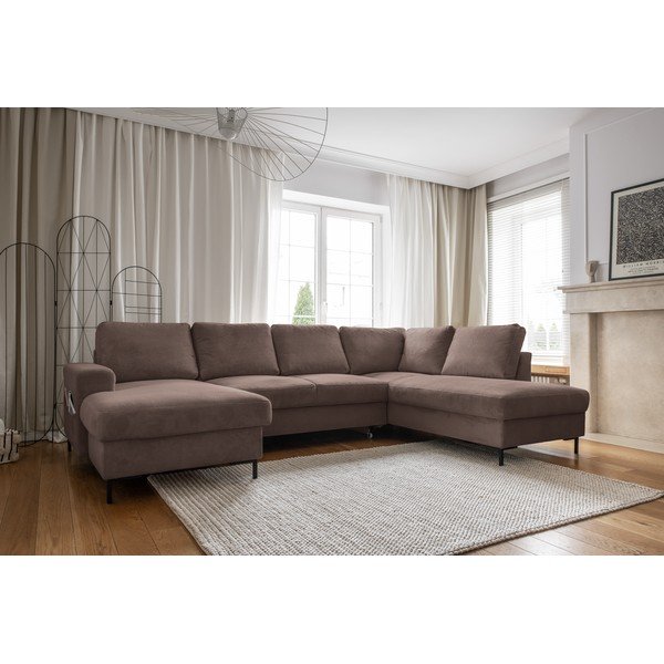 Кафяв разтегателен ъглов диван от рипсено кадифе (десен ъгъл) Lofty Lilly – Miuform-image-3