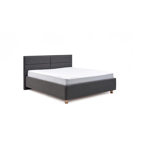 Тъмно сиво двойно легло с решетка и място за съхранение Grace, 160 x 200 cm - ProSpánek