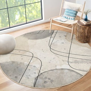 Бежов кръгъл килим подходящ за пране ø 80 cm Simple Lines – Mila Home