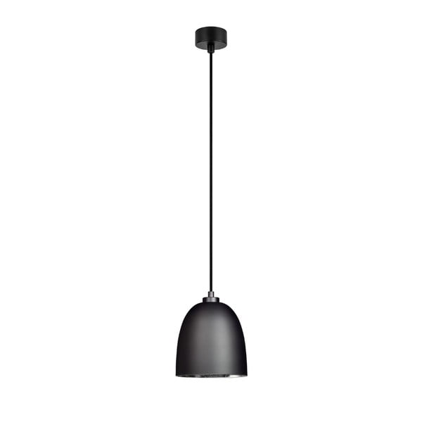 Черна матова висяща лампа със сребърен цвят на вътрешността Awa - Sotto Luce