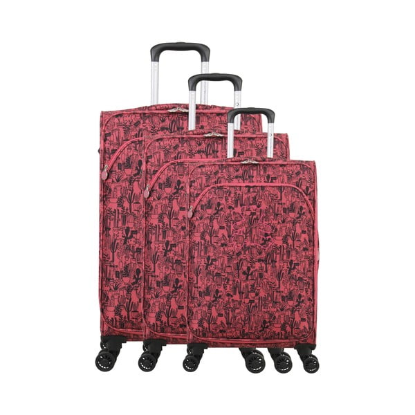 Комплект от 3 розови багажа на 4 колела Lulucastagnette Casandra - LULUCASTAGNETTE