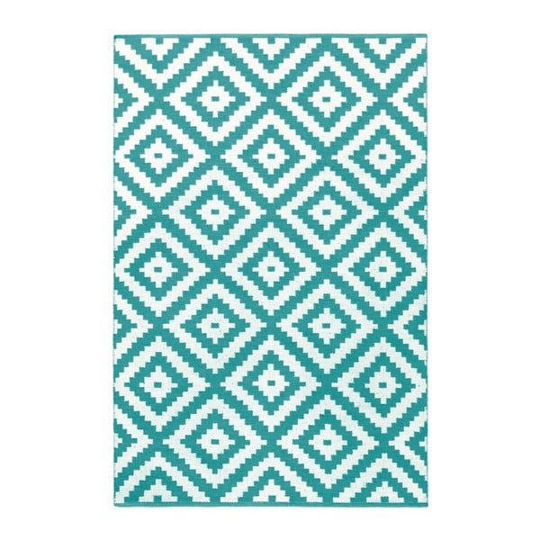 Тюркоазен и сив двустранен килим, подходящ за употреба на открито Ava Malo, 140 x 200 cm - Green Decore
