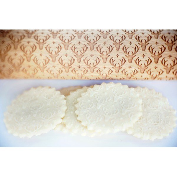 Дървен коледен релефен валяк за тесто Reindeer - Valek-image-4