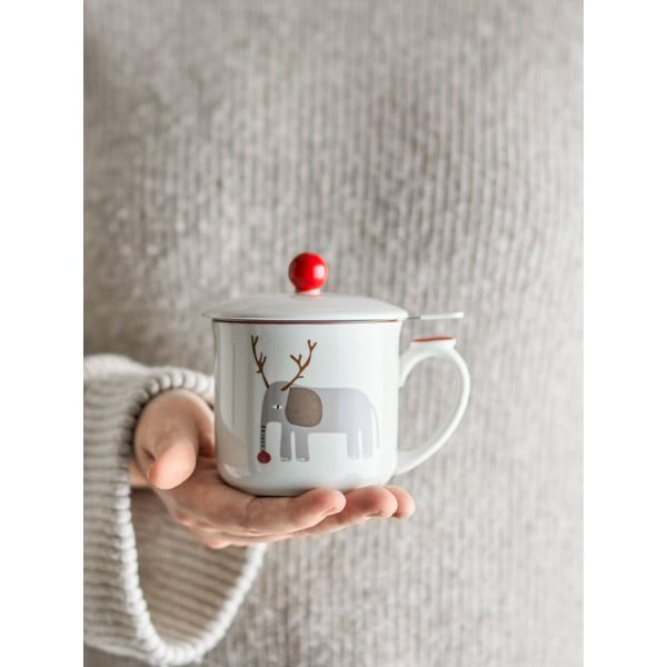 Кремава глинена чаша с коледен мотив с цедка 300 ml Valentin – Bloomingville-image-2