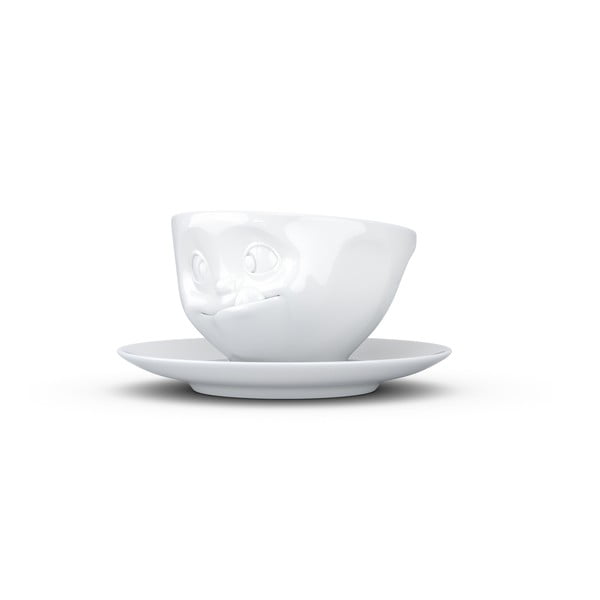 Бяла порцеланова чаша с чинийка - 58products