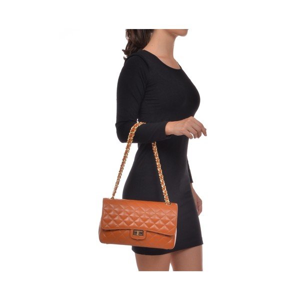 Кафява кожена чанта Swift Cognac Cognac - Isabella Rhea-image-1