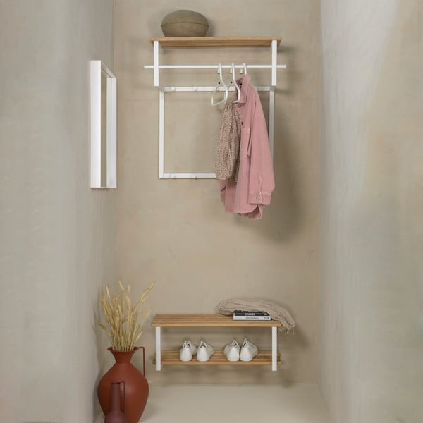 Бяла/в естествен цвят метална стенна закачалка с рафт 76 cm Rizzoli – Spinder Design-image-1