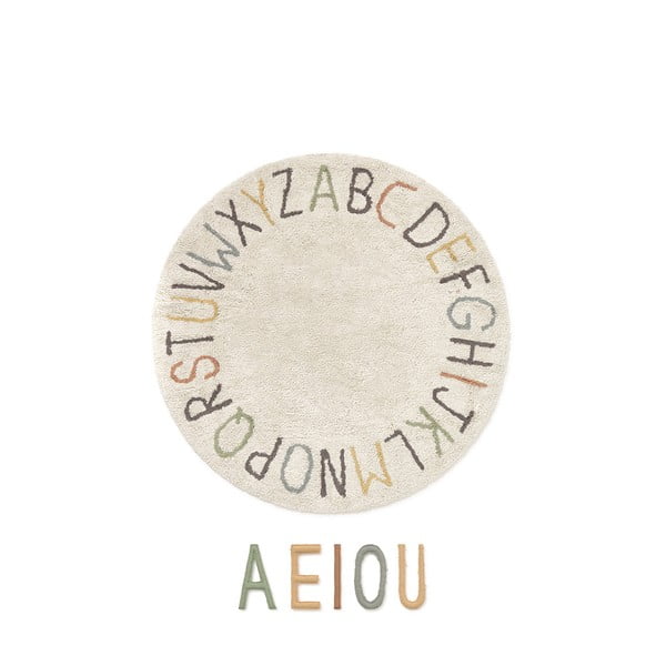 Кремаво памучно детско килимче за игра ø120 cm ABC Color and Letters – Lorena Canals