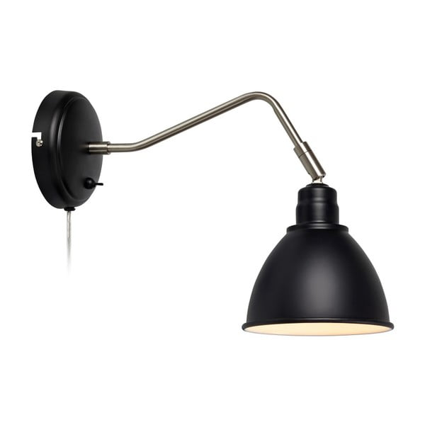 Черна стенна лампа със сребърни детайли Coast - Markslöjd