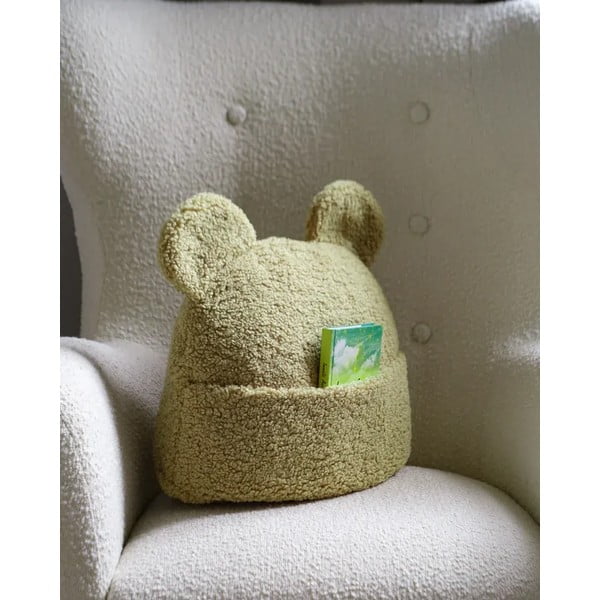 Зелена детска възглавница за диван от букле Teddy Pouch – Wigiwama-image-1