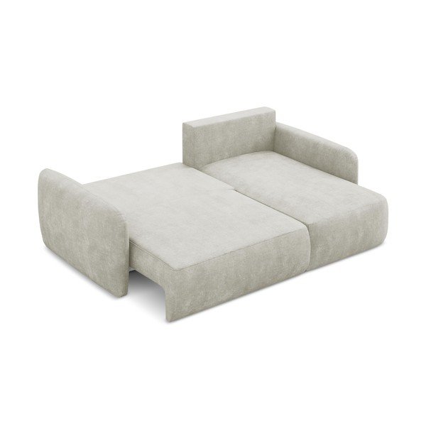 Кремав шенилов разтегателен ъглов диван с място за съхранение (десен ъгъл) Lilo – Makamii-image-4