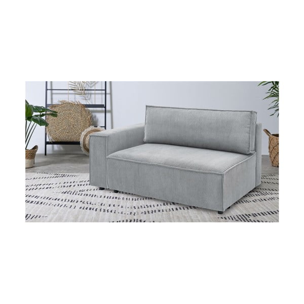 Светлосив модул за диван от велур, ляв ъгъл Nihad modular - Bobochic Paris-image-1