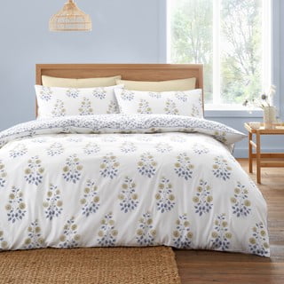 Бяло двойно удължено спално бельо от дамаск 260x220 cm Eloise Floral – Bianca