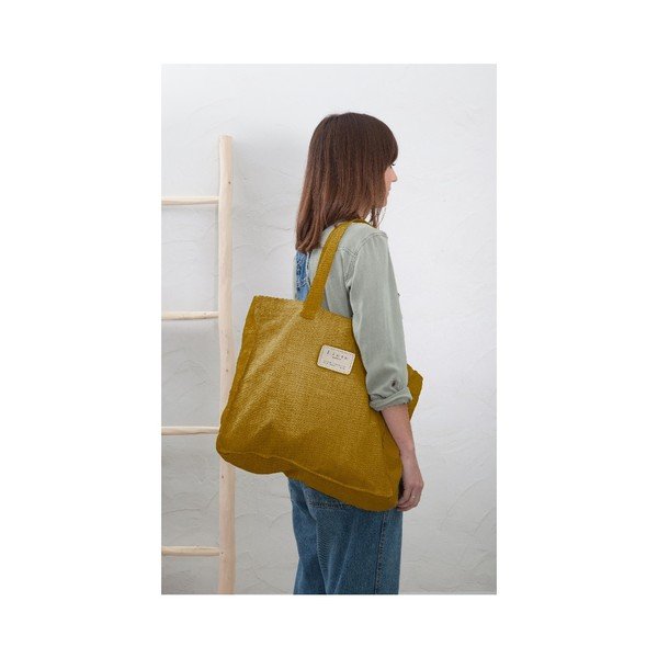 Чанта от плат Горчица, ширина 42 cm - Really Nice Things-image-1