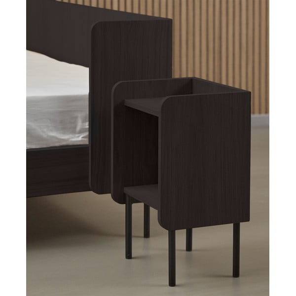 Черно нощно шкафче в дъбов декор с рафтове Wrap - Bonami Selection-image-1