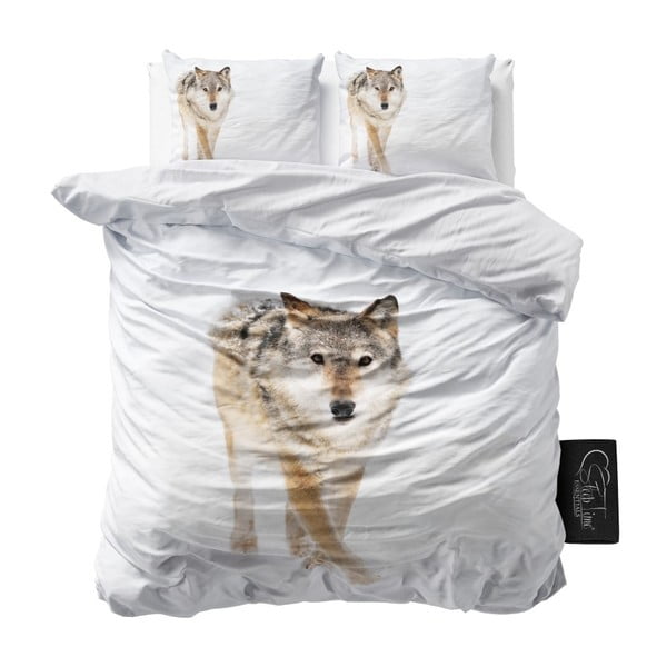 Povlečení z mikroperkálu Sleeptime Snow Wolf, 240 x 220 cm