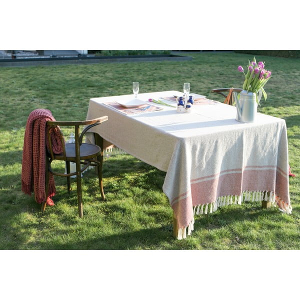 Бежово-черна памучна покривка за маса, 250 x 150 cm - Tiseco Home Studio-image-1