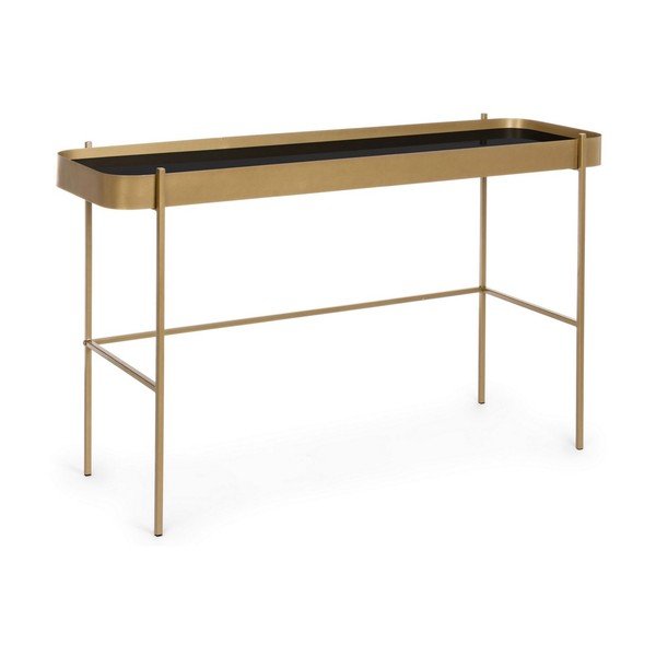 Конзолна маса със стъклен плот  в златист цвят 43x120,5 cm Rashida – Bizzotto