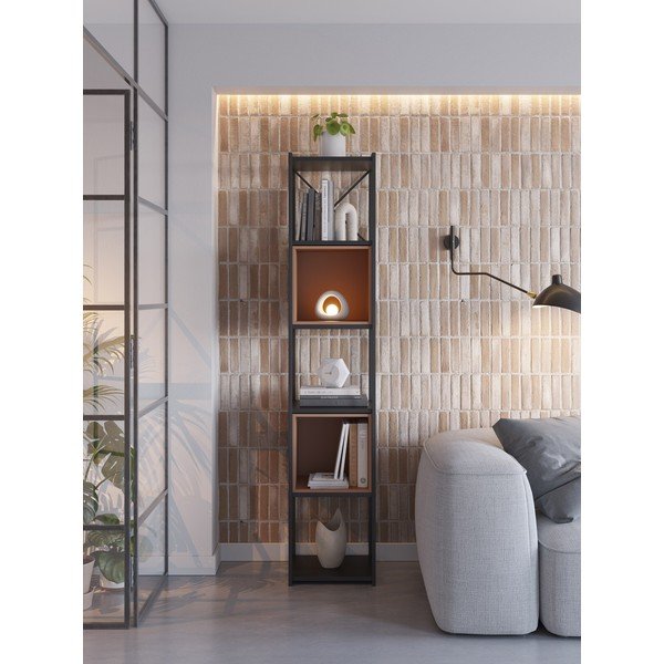 Библиотека в черен и тухлен цвят 36x179 cm Anya – Marckeric-image-1