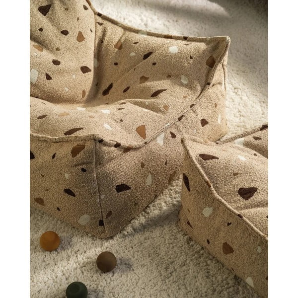 Светлокафяв детски пуф от букле и шенил Terrazzo Square – Wigiwama-image-4