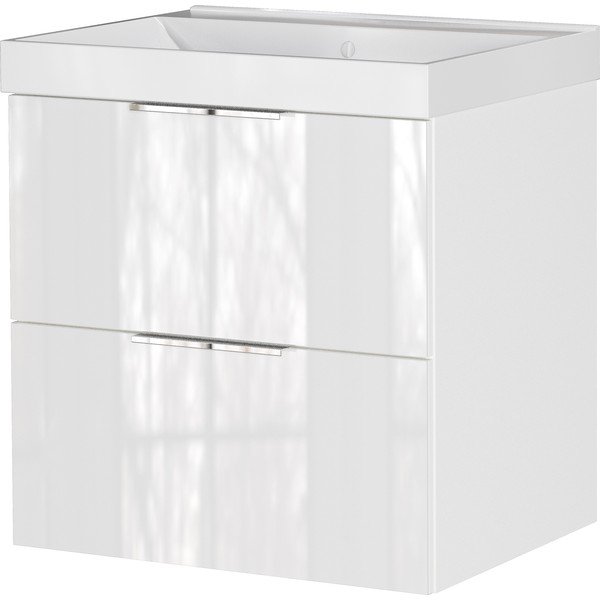 Бял гланцов стенен шкаф за мивка 61x65 cm Celano – Germania