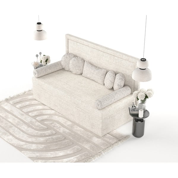 Кремаво тапицирано единично легло 90x200 cm Scala – Maison de Rêve-image-3