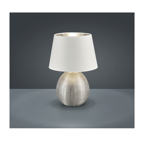 Бяла настолна лампа от керамика и плат, височина 35 cm Luxor - Reality-image-1