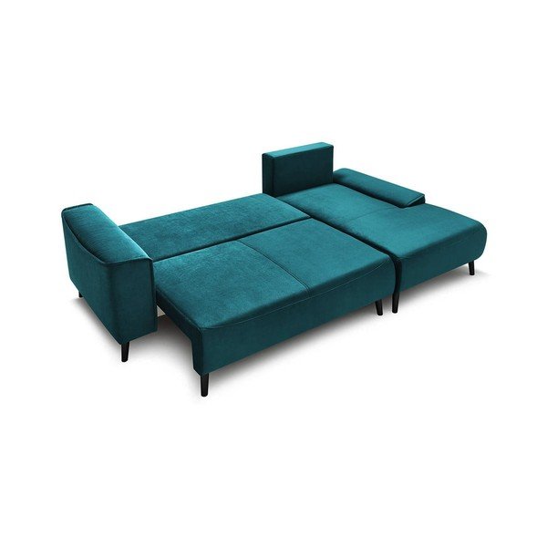 Разтегателен диван от петролно кадифе Hera Bis, десен ъгъл - Bobochic Paris-image-3