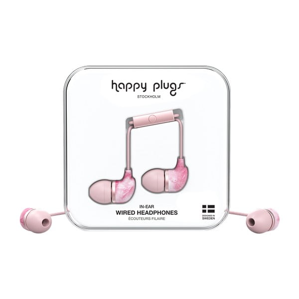 Розови печатни слушалки за уши - Happy Plugs