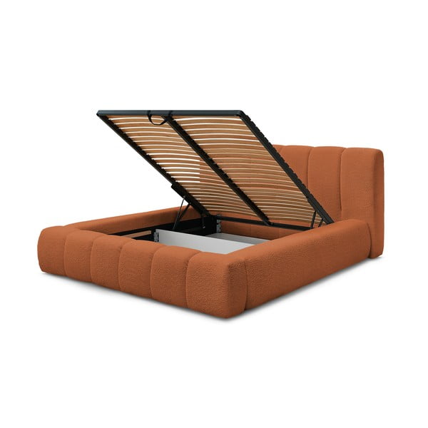 Оранжево двойно тапицирано легло с място за съхранение с включена подматрачна рамка 160x200 cm Denali – Bobochic Paris-image-4