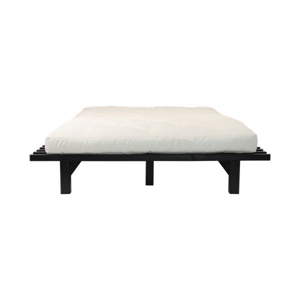 Dvoulůžková postel z borovicového dřeva s matrací Karup Design Blues Comfort Mat Black/Natural, 140 x 200 cm